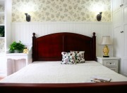 明亮清爽田园风格80平米二居室卧室背景墙装修效果图
